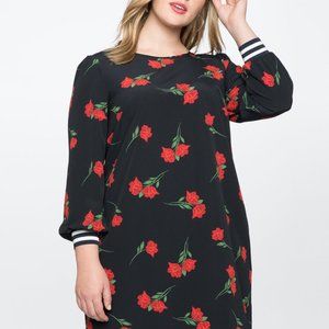 Eloquii - Printed Dress with Ribbed Cuff